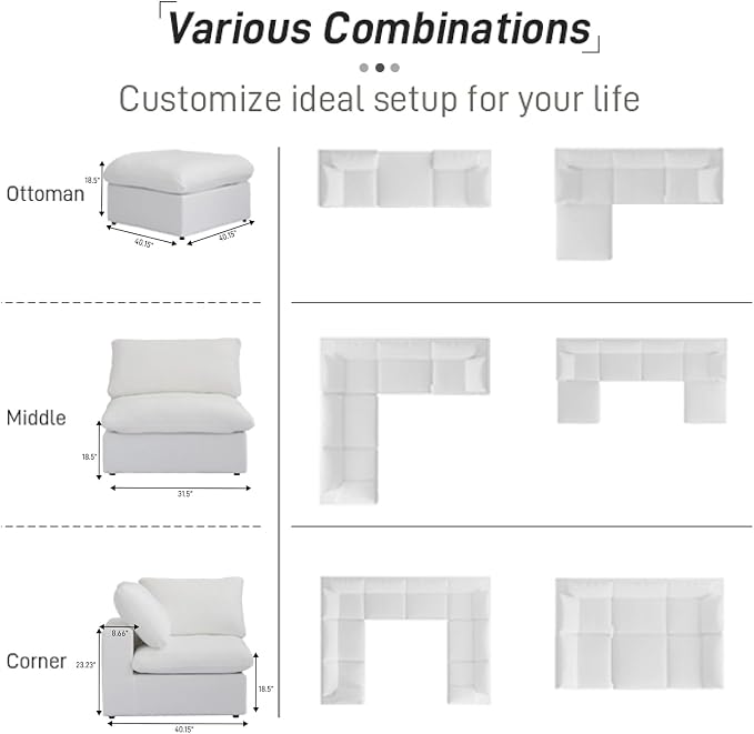 Cloud Modular Sectional Sofa Couch, Oversized U Shaped Couch 6 Seater - Image 8
