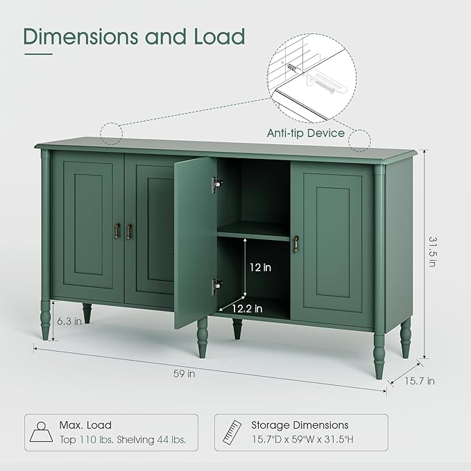 JOINICE Buffet Cabinet with Storage, Credenza Coffee Bar - Image 2