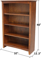 Solid Wood Bookcase 48" High, Adjustable Shelves, Parawood Construction - Image 6