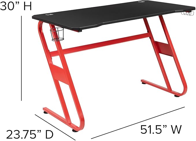 Flash Furniture Fisher Red Gaming Ergonomic Desk - Image 3
