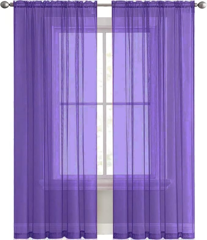 SpaceDresser Sheer Voile Window Treatment Rod Pocket Curtain Panels - Image 4
