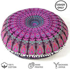 32" Purple Pink Mandala Floor Pillow Cover Meditation Cushion Seating Throw - Image 2