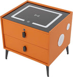Smart Nightstand w/Fingerprint Lock Drawers, Smart Bedside Table w/USB Charging by Headery