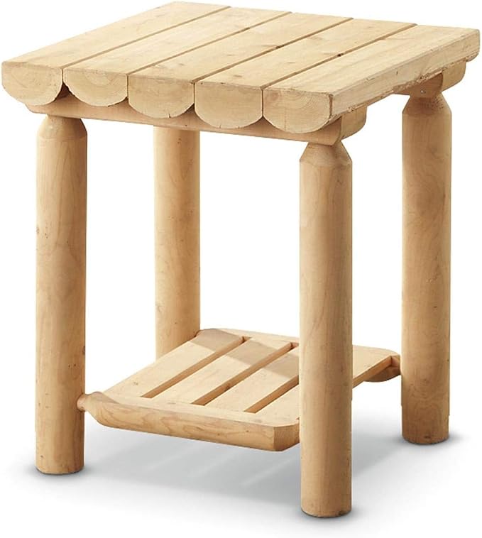 CASTLECREEK Cedar Log Side Table Nightstand, Rustic Natural Unfinished Wood End by CASTLECREEK