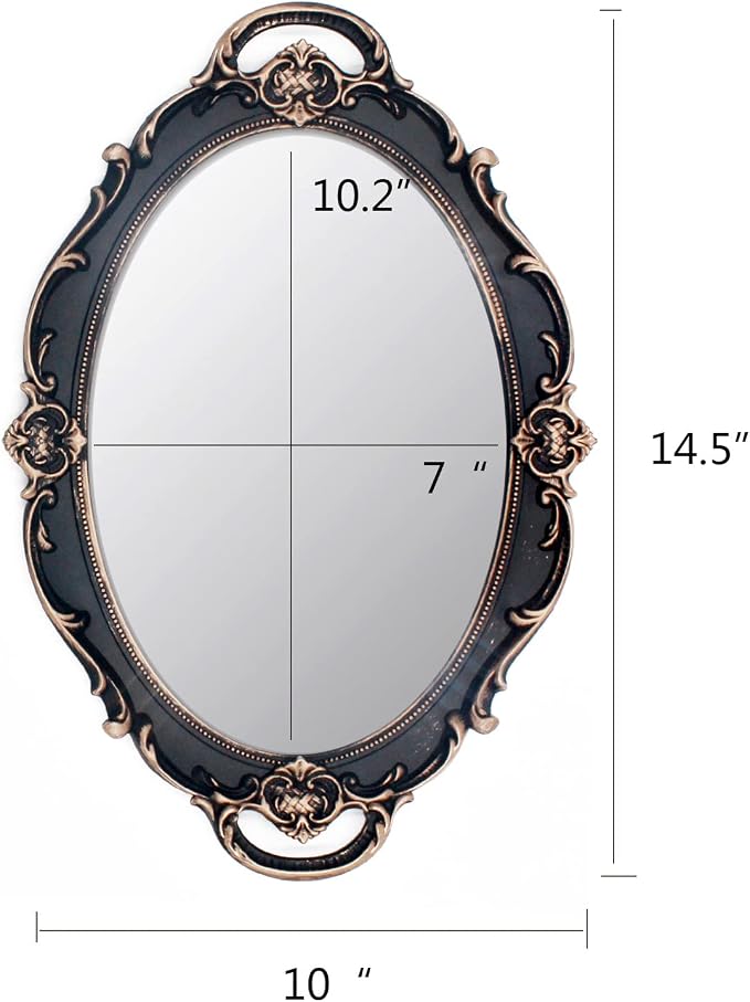 Eaoundm 14.5 x 10 inchs Oval Antique Decorative Wall Mirror Vintage Hanging - Image 4