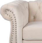 ORRD 2 Piece Living Room Set, Velvet Chesterfield Sofa Loveseat Couch Chair - Image 7