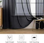 MIULEE 2 Panels Sheer Curtains for Living Room 54 X 90 Inches Black | Window - Image 4
