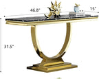 Henf 47" Marble Console Table Modern Black Faux Marble Entryway Table - Image 2