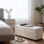 Storage Ottoman Bench for Bedroom, End of Bed Bench by Unknown