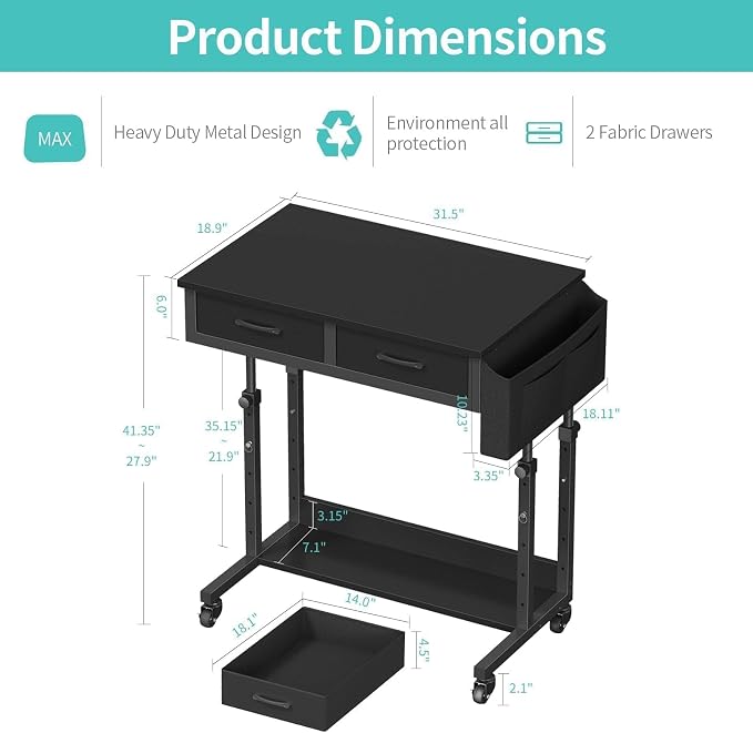Small Portable Rolling Standing Desk - Image 3