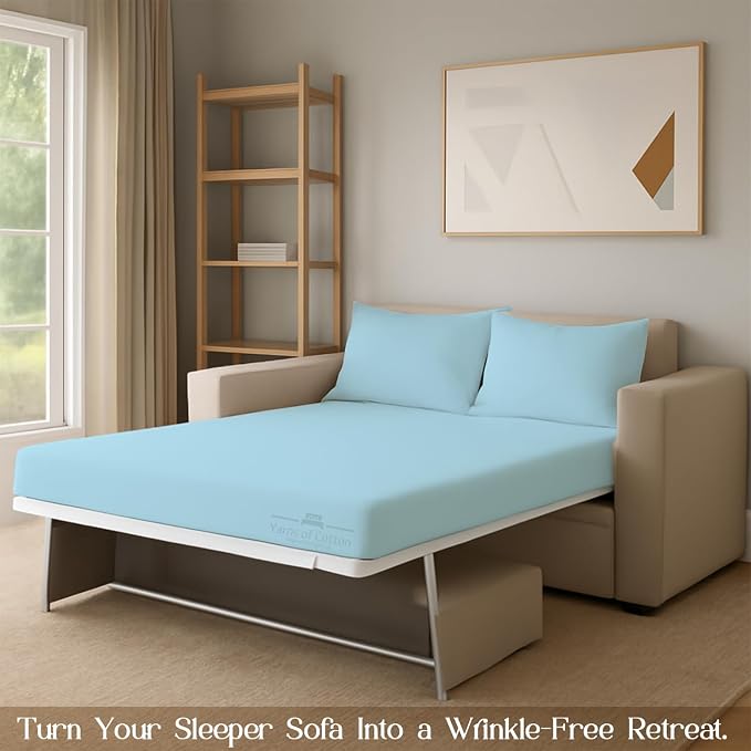 Sleeper Sofa Bed Sheet, 100% Cotton 400 Thread Count, 4 Piece Set, Deep Pocket - Image 7