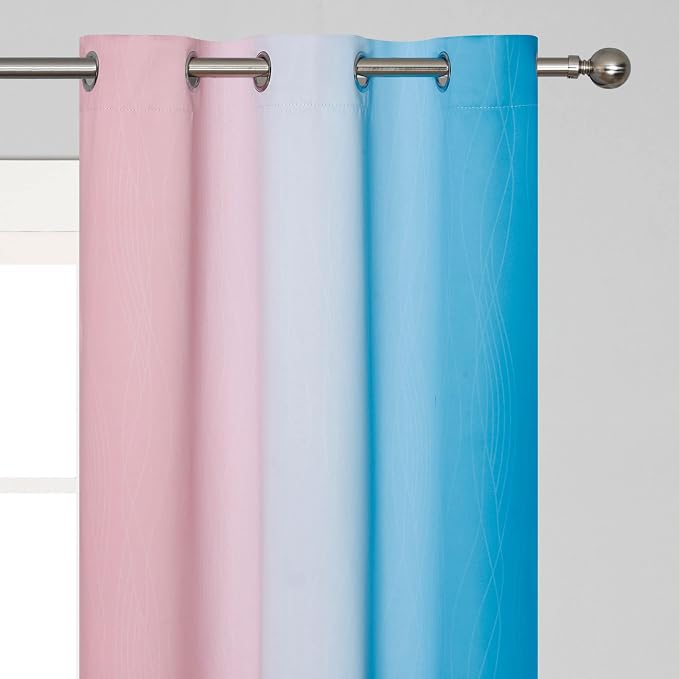 Pink and Blue Ombre Curtains for Bedroom 45 Inch Long | Room Darkening Curtains - Image 4