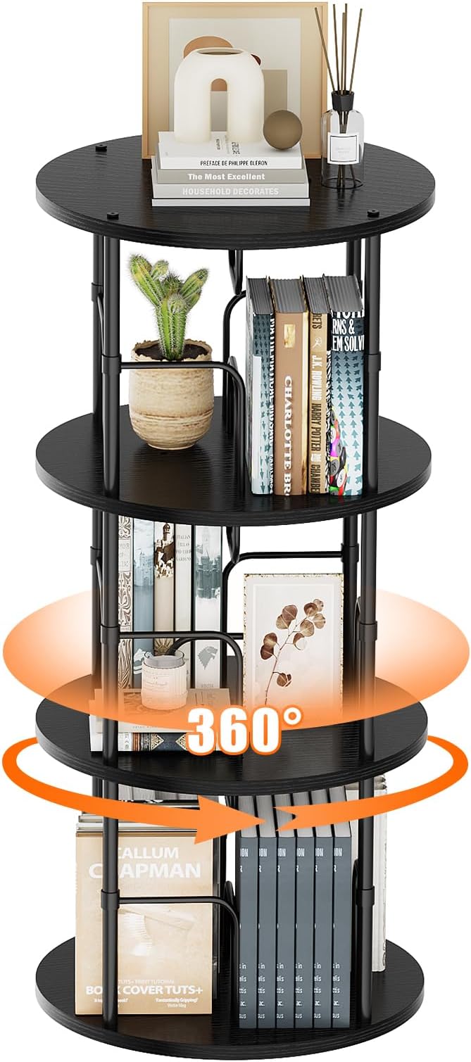 ALLSTAND Rotating Bookshelf, 3 Tier Round Revolving Bookcase - Image 8