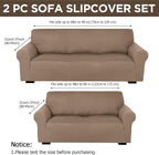 Peryiter 2 Pcs Sofa Covers Couch and Loveseat Covers Set Stretch Sofa Slipcover - Image 2
