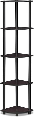 Furinno TURN-N-TUBE Corner Shelf, 5-Tier Corner Bookshelf, Open Storage Shelves - Image 7