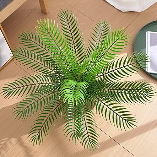CATTREE Artificial Palm Tree Plant, Fake Tropical Plants with Faux Greenery Plastic Leaves Shrubs Boston Fern Bushe for Indoor Outdoor Modern Decoration in Pot for Home Garden Office Wedding Décor - Image 3