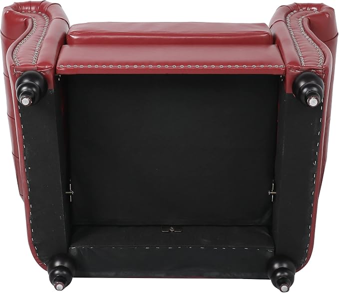 LEVNARY Leather Upholstered Armchair, Mid-Century Modern Single Sofa Chair - Image 8
