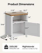 Marsail Farmhouse Nightstand Set of 2, Wood Bedside Table - Image 2