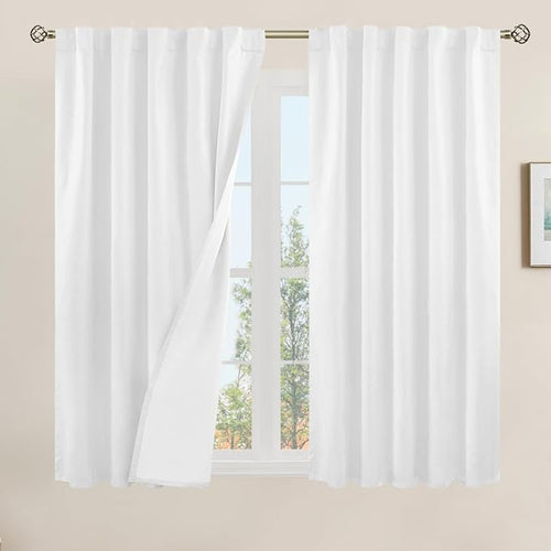 100% Blackout Linen Curtains 45 Inches by LAMIT