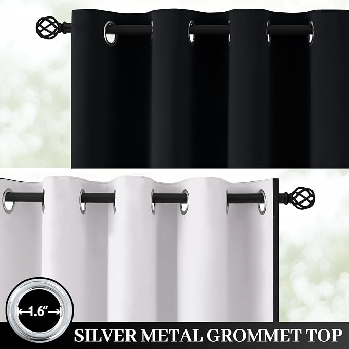 Yakamok Black 100% Blackout Curtains 96 Inches Long - Image 2