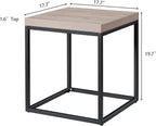 CENSI Modern Square End Table, Extra Thick 1.6" Wood Top & Metal Frame - Image 2