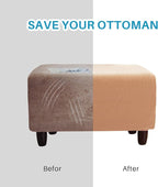 Ottoman Cover, Stretch Rectangle Velvet Ottoman Slipcovers of Foot Stool - Image 5