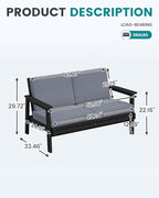 SERWALL HDPE Outdoor Patio Loveseat, All Weather Wood-Like Outdoor Sofa HDPE - Image 8