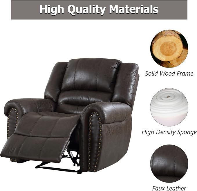 CANMOV Leather Recliner Chair Set of 2, Classic and Traditional Manual Recliner - Image 5