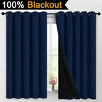 Yakamok Navy Blue 100% Blackout Curtains 63 Inches Long 62" Wide, 2 Panels | - Image 2
