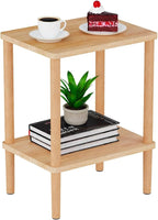 LUCKNOCK Solid Wood Side Table, 2-Tier Small End Table by LUCKNOCK