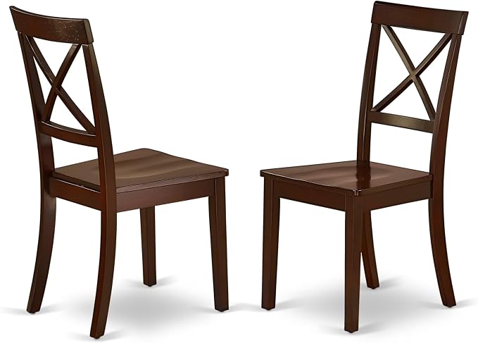 East West Furniture DLBO5-MAH-W 5 Piece Dining Room Table Set Includes a Round - Image 4