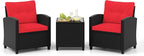 Tangkula 3 Pieces Patio Furniture Set, Rattan Conversation Set w/Soft Seat & by TANGKULA