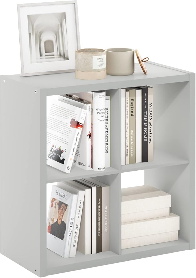 Furinno Cubicle Open Back Decorative Cube Storage Organizer, Light Grey by Furinno-FitsYourSpaceFitsYourBudget