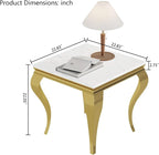 Henf Marble End Table Modern White Faux Marble Sofa Side Table - Image 2