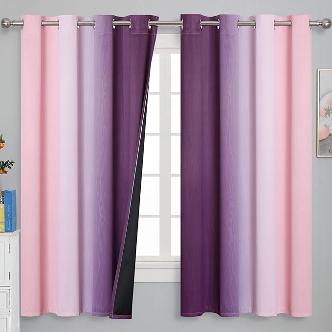Pink and Purple Ombre Blackout Curtains - Image 2