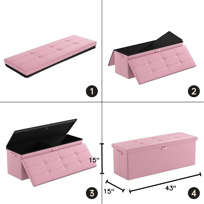 DocSafe Storage Ottoman Bench, Fireproof＆Waterproof Folding Bench - Image 3