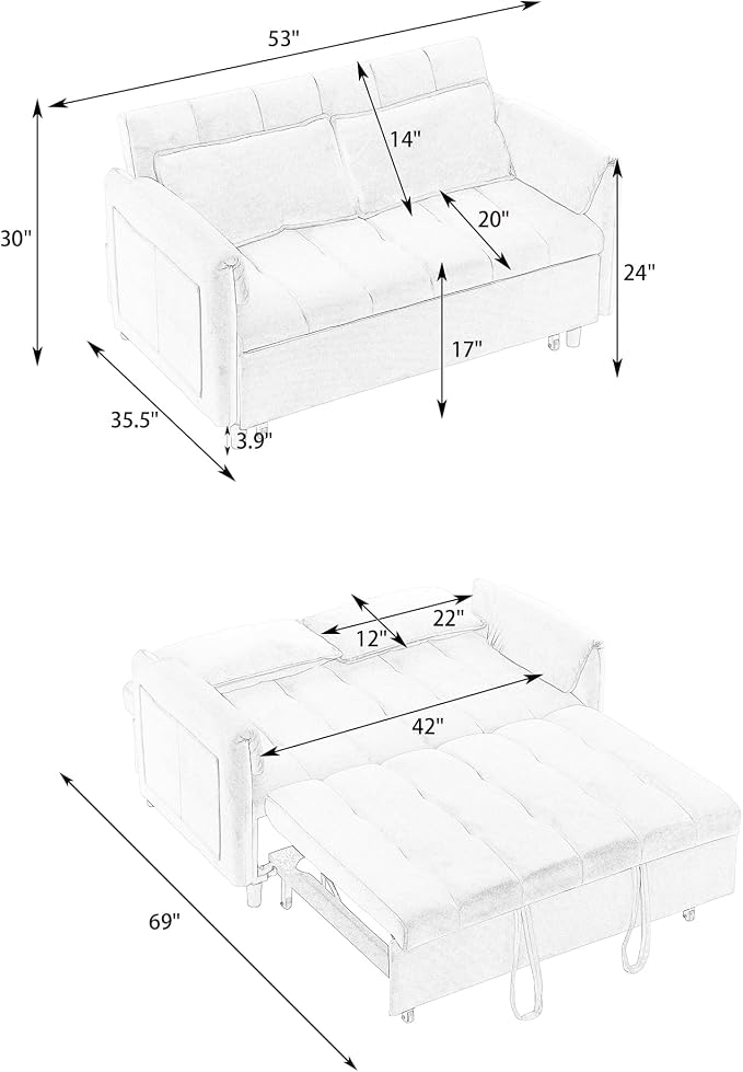 Ball & Cast 52" Convertible Sleeper Sofa - Image 2