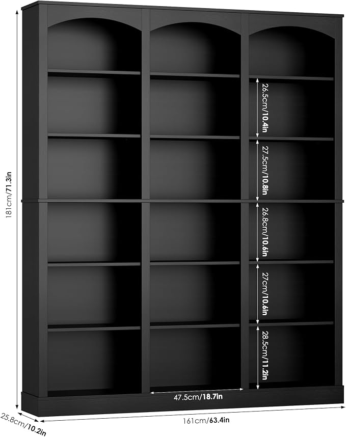 FACBOTALL 71" Triple Wide Bookshelf, 6 Tier Tall Bookshelf, Large Book Shelf - Image 3