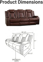 Power Recliner Sofa with LED Lights, Leather Power Reclining Sofa, Living Room - Image 2