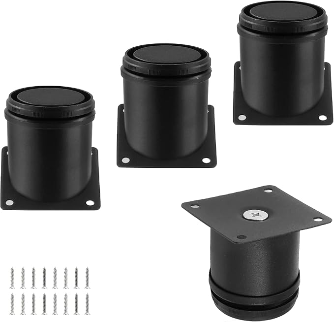 Set of 4 Stainless Steel Furniture Legs 2.4 Inch, Adjustable Round Cabinet Legs by Kyuionty