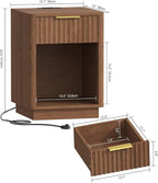 Akxomel Fluted Nightstands Set of 2, Wooden Night Stand - Image 3