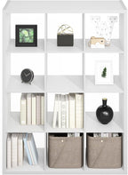 Furinno Simple Cube Storage Organizer, 12-Cube Display Shelf, Open Back - Image 5