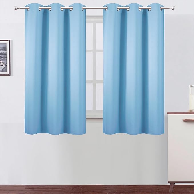 Sky Blue Blackout Curtains 34 x 54 Inch Length/Set of 2 Curtain Panels/Thermal by Lemomo