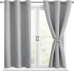 Short Blackout Curtains for Bedroom, 42 x 45 Inch | Thermal Insulated & Light by Hiasan