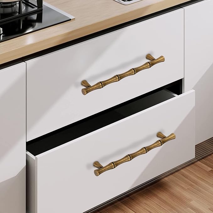 6Pcs Bamboo Shape Zinc Alloy Cabinet Knobs Handles pulls, Dresser Drawer - Image 6