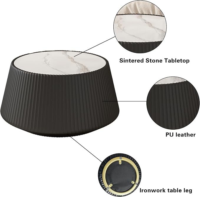 Modern Marble Nesting Coffee Table Set of 2, 26.77" Cup Shaped Coffee and End - Image 7