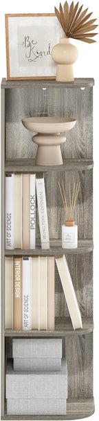 Furinno Pasir 4-Tier Corner Open Shelf Bookcase, French Oak - Image 4