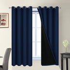Yakamok Navy Blue 100% Blackout Curtains 63 Inches Long 52" Wide, 2 Panels | by Yakamok