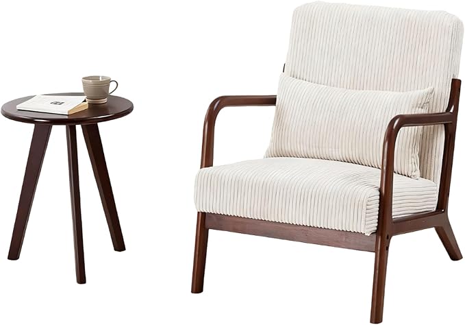 Beige Midcentury Modern Accent Chair - Image 9