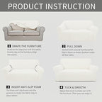 Easy-Going Stretch Loveseat Couch Covers Washable Cream | 1-Piece Loveseat - Image 6